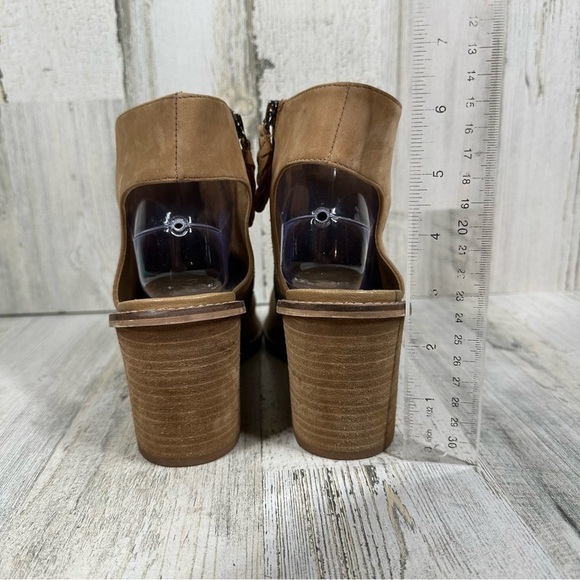 Chinese Laundry Women's Tan Suede Peep-Toe Ankle Booties with Stacked Heel #1380 - Picture 10 of 13